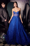 Prom Dresses Strapless Long Evening Gown Royal