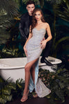 Prom Dresses Strapless Long Sparkling Prom Dress Opal Blue