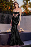 Prom Dresses Strapless Long Fitted Prom Gown Black