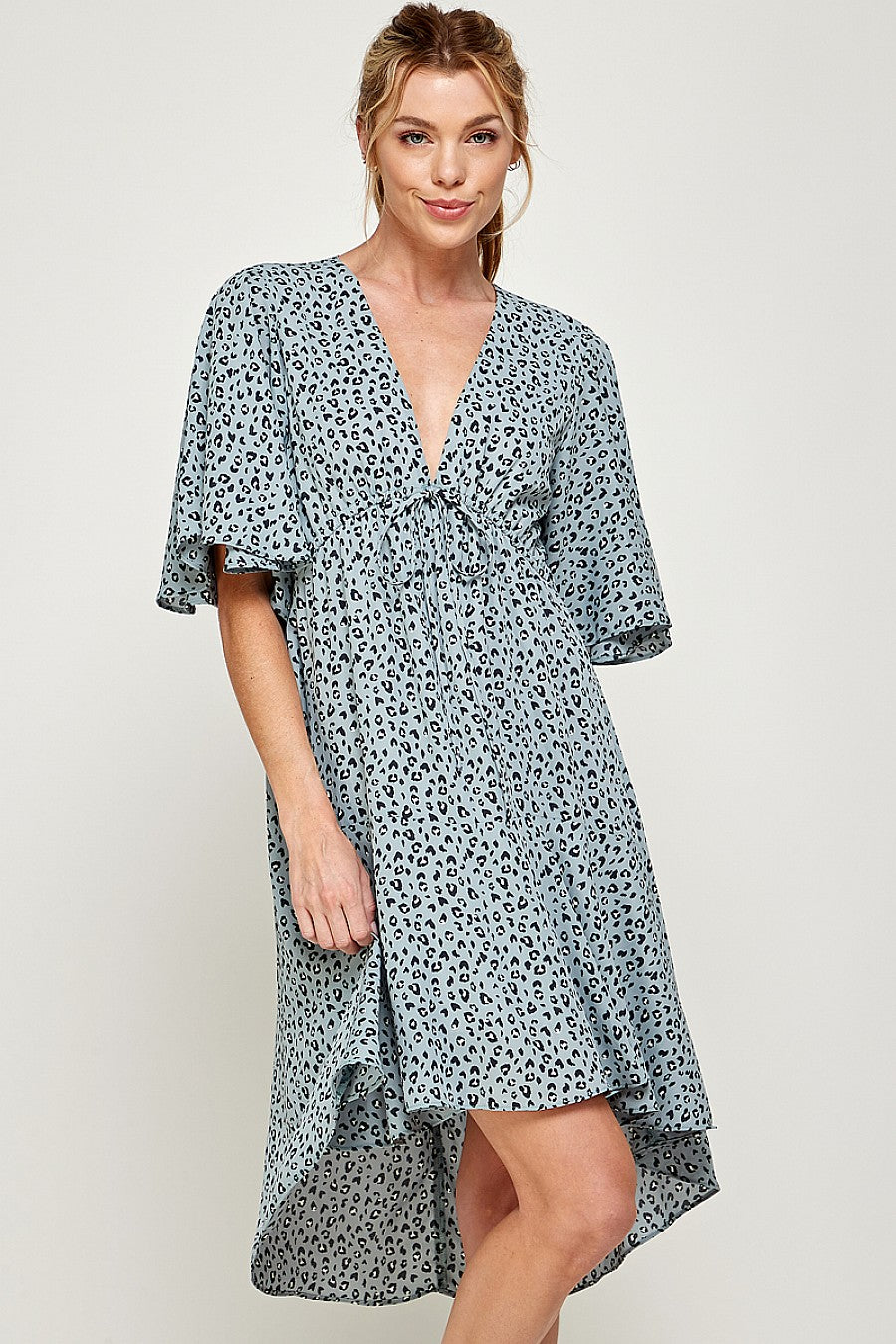 Cocktail Dresses High Low Leopard Print Dress Grey/Navy