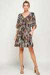 Cocktail Dresses Short Zebra Print Pocket Dress Black