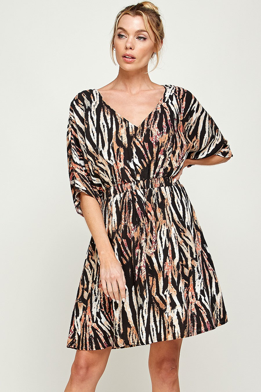 Cocktail Dresses Short Zebra Print Pocket Dress Black