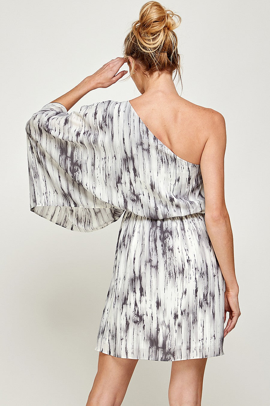 Cocktail Dresses One Shoulder Print Short Dress Grey