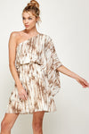 Cocktail Dresses One Shoulder Print Short Dress Mocha