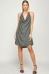 Cocktail Dresses Short Halter Cowl Neck Dress Slate