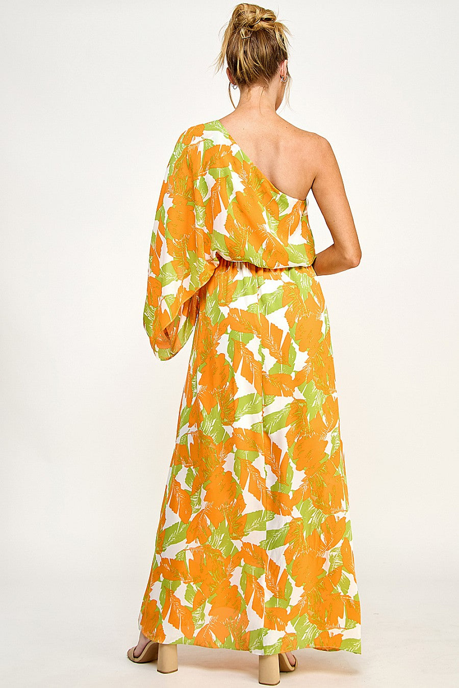 Formal Dresses Long Floral One Shoulder Dress Mango/Green