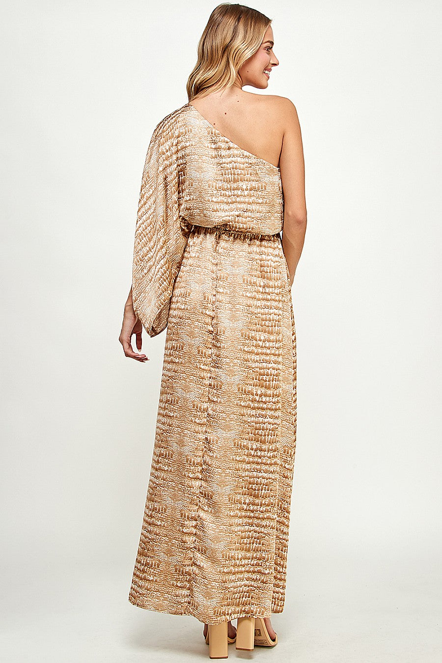 Formal Dresses Long One Shoulder Maxi Dress Taupe