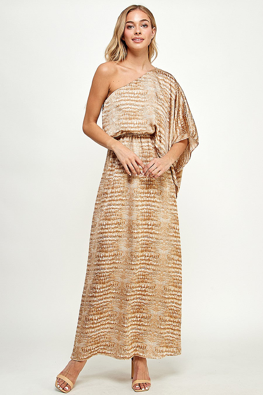 Formal Dresses Long One Shoulder Maxi Dress Taupe