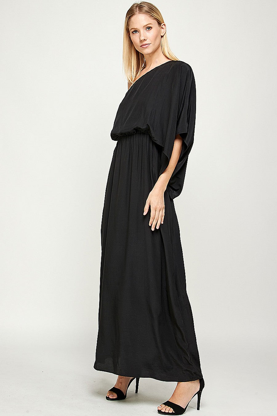 Formal Dresses Long One Shoulder Satin Dress Black