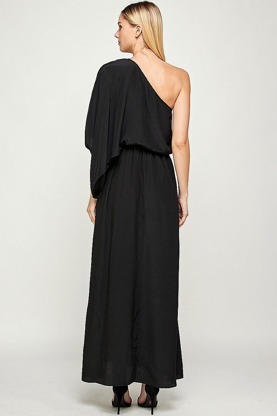 Formal Dresses Long One Shoulder Satin Dress Black