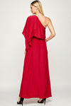 Formal Dresses Long One Shoulder Satin Dress Burgundy