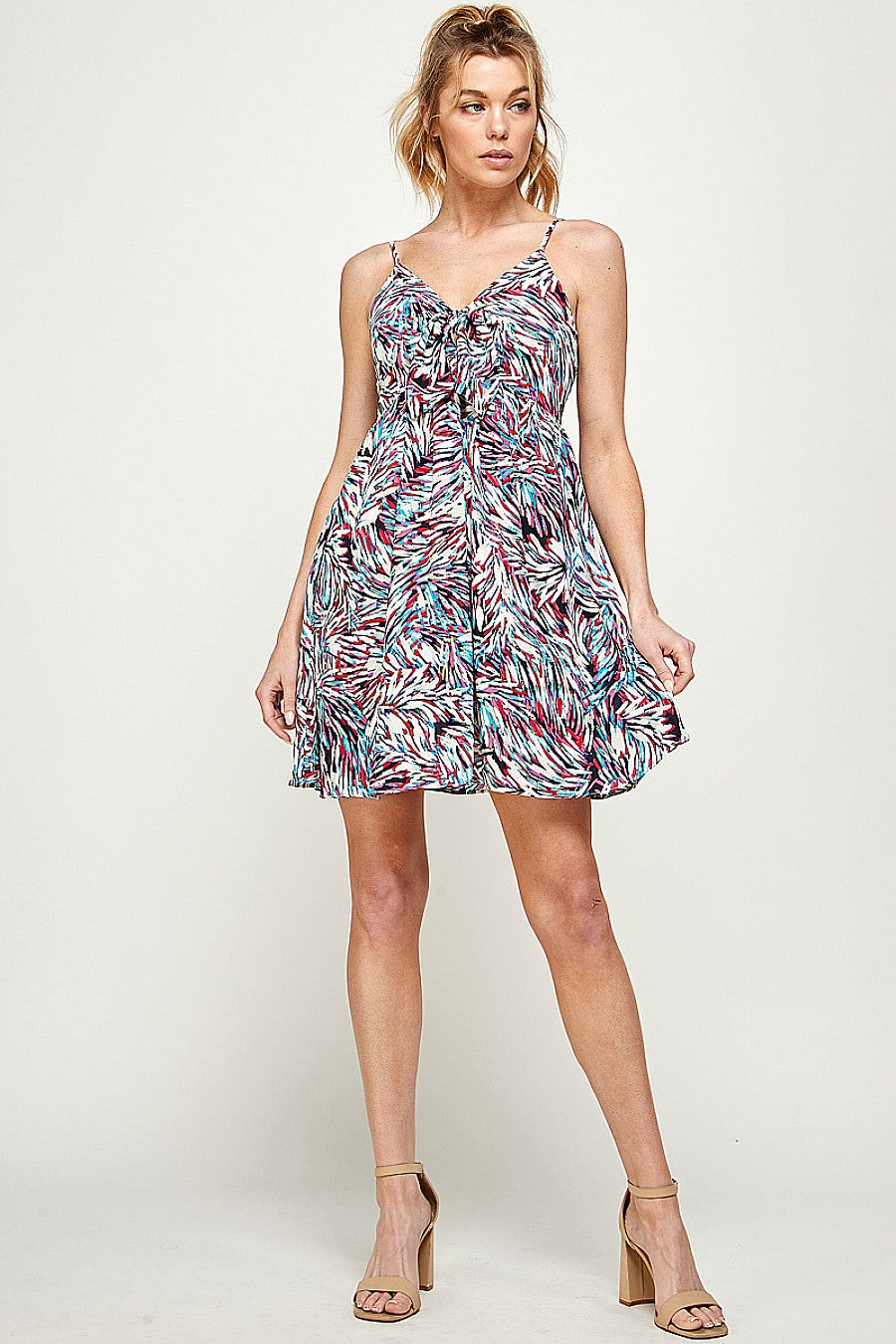 Cocktail Dresses Short Printed Spaghetti Strap Dress Navy/Red