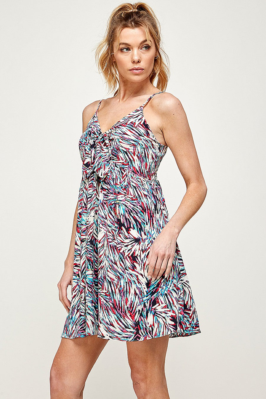 Cocktail Dresses Short Printed Spaghetti Strap Dress Navy/Red