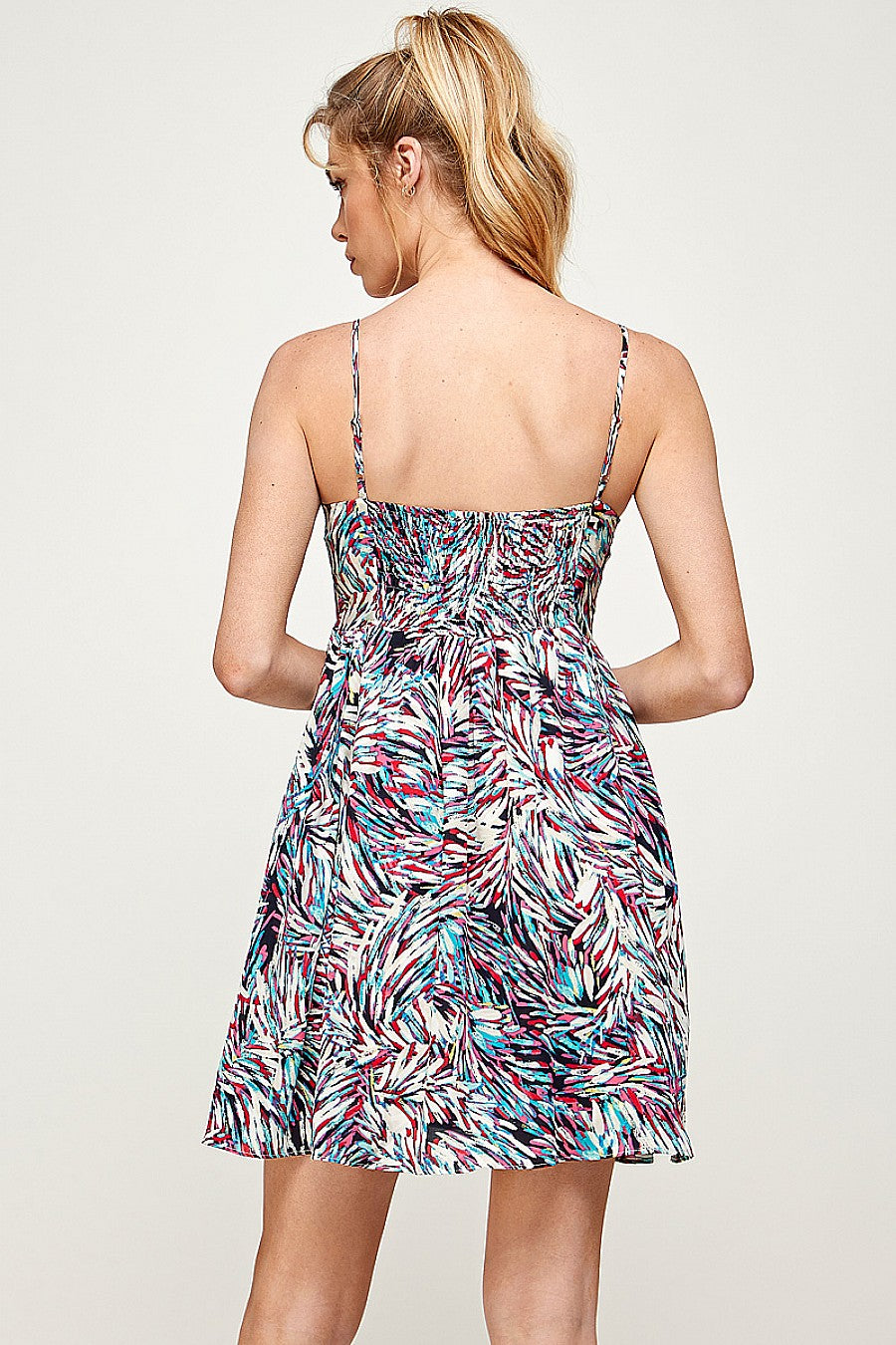 Cocktail Dresses Short Printed Spaghetti Strap Dress Navy/Red