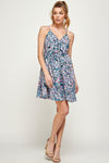 Cocktail Dresses Short Printed Spaghetti Strap Dress Turquoise/Pink