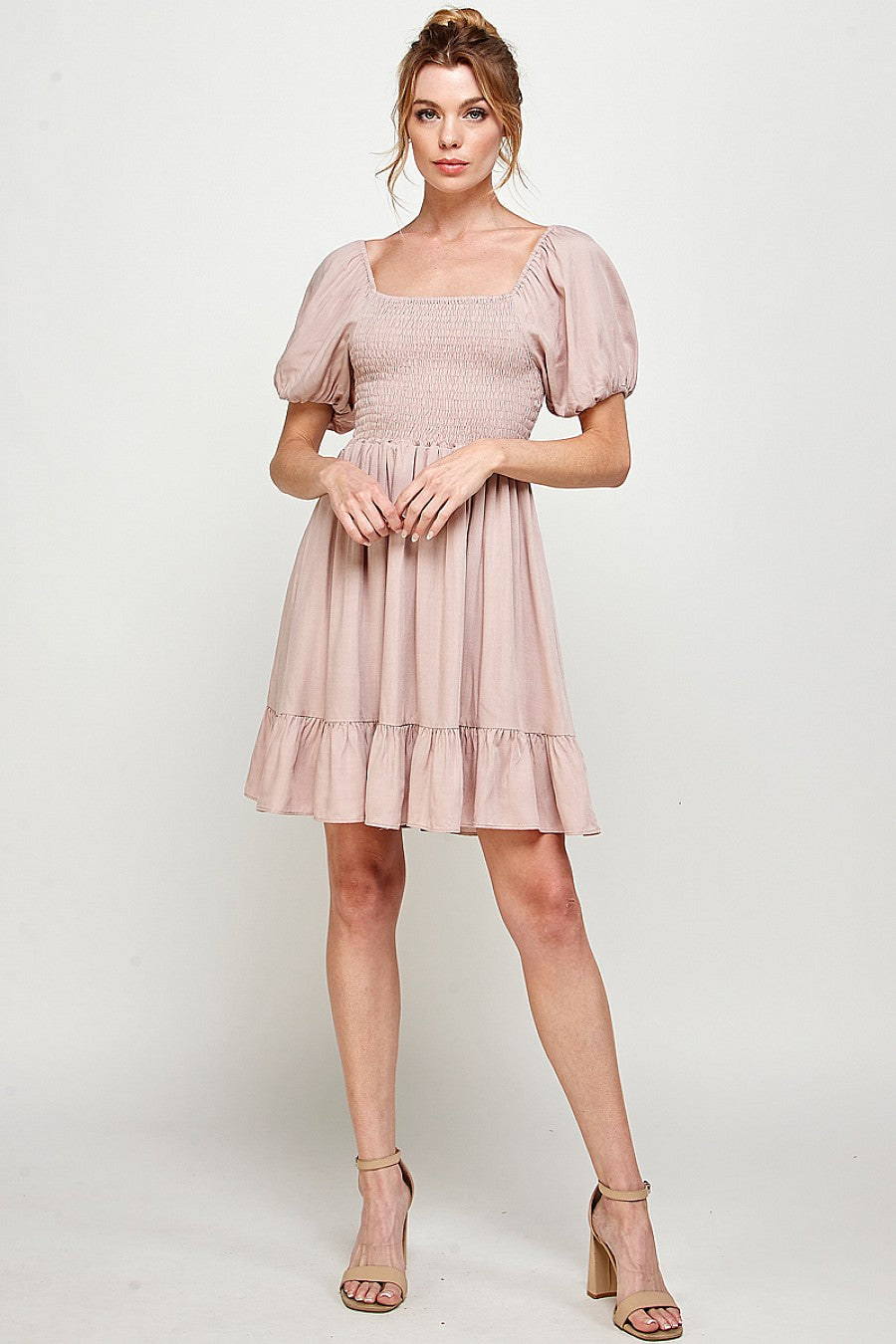 Cocktail Dresses Short Puff Sleeve Square Neck Mini Dress D.Rose