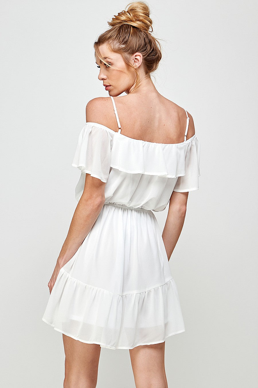 Cocktail Dresses Short Off Shoulder Ruffled Dress Off White