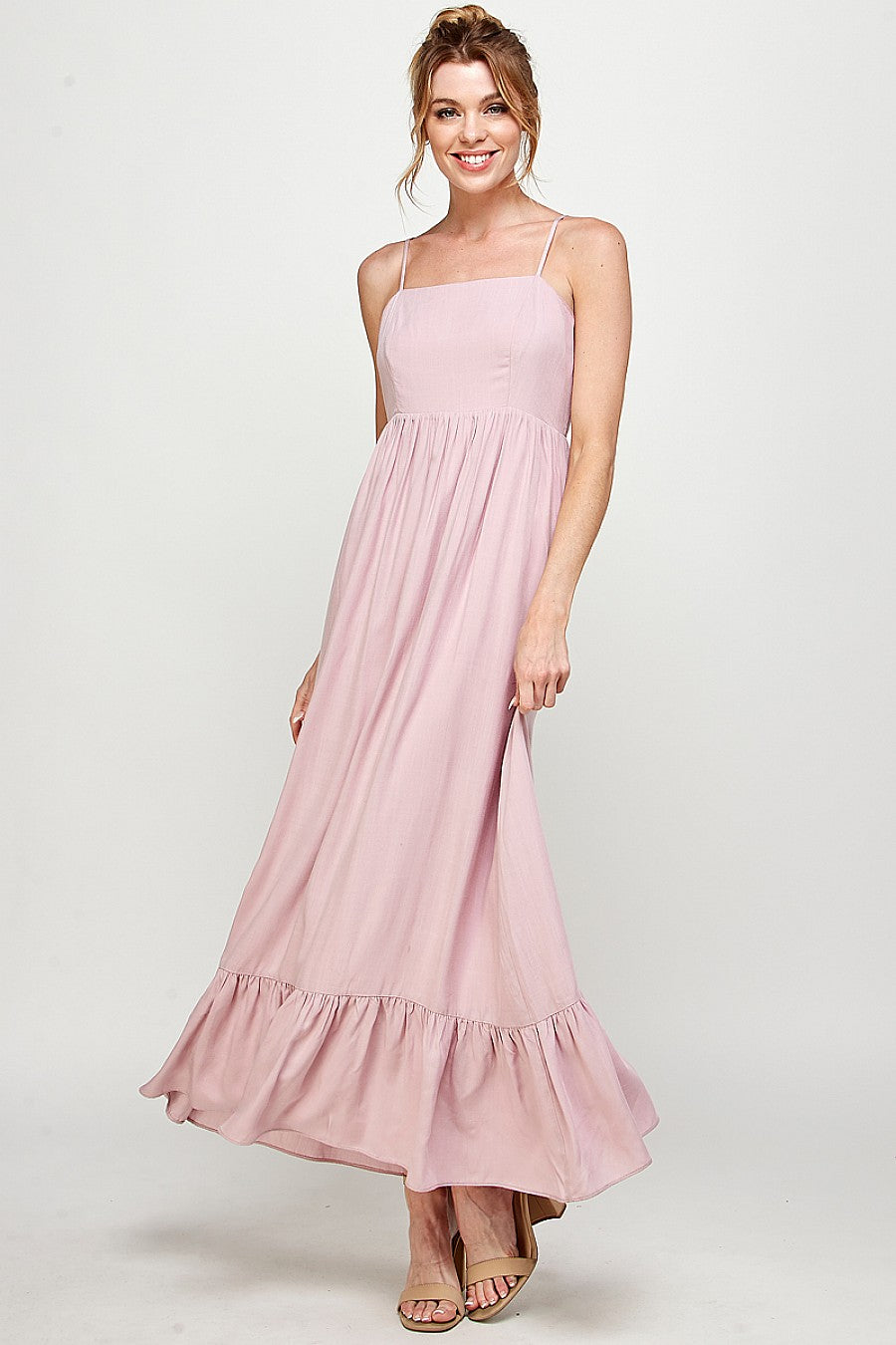 Formal Dresses Long Spaghetti Strap Ruffled Maxi Dress Lavender