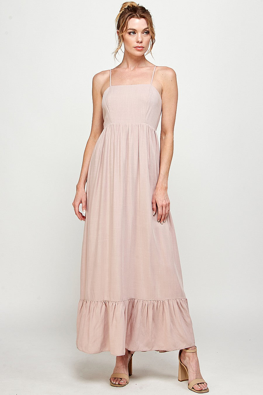 Formal Dresses Long Spaghetti Strap Ruffled Maxi Dress D.Rose