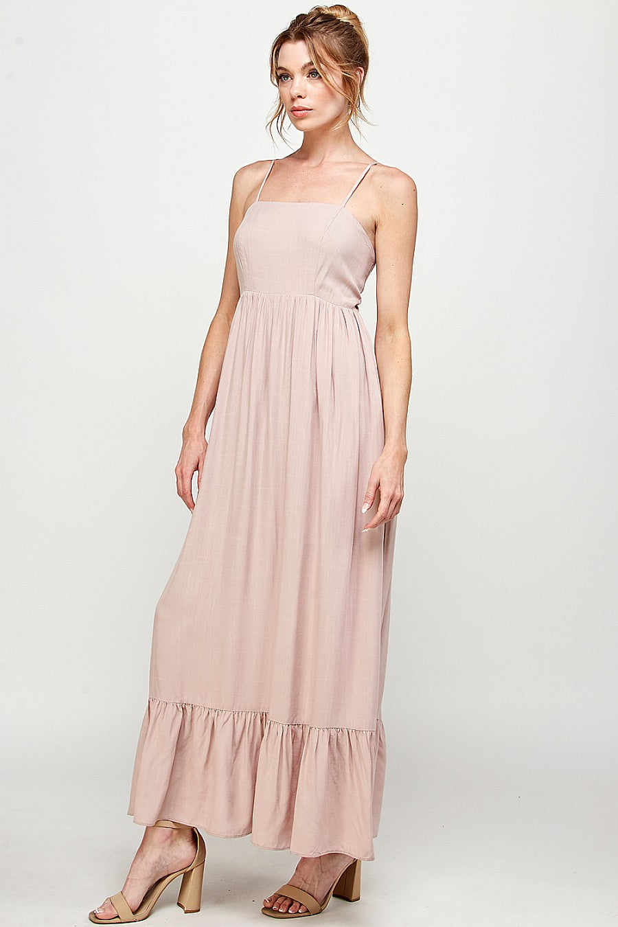 Formal Dresses Long Spaghetti Strap Ruffled Maxi Dress D.Rose