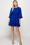 Cocktail Dresses Short Ruffled Sleeve Mini Dress Royal