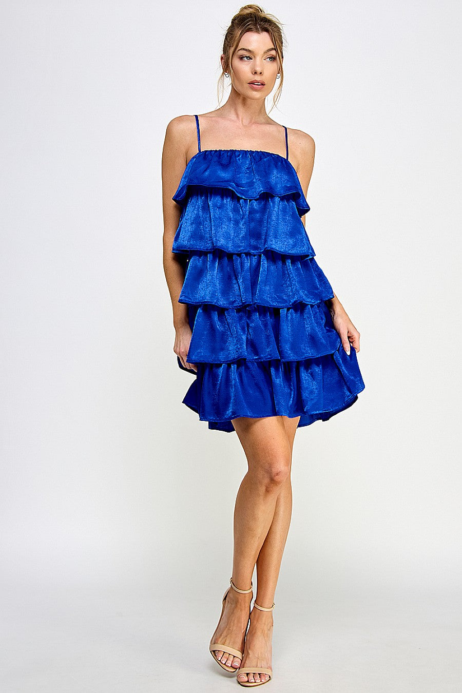 Cocktail Dresses Short Spaghetti Strap Tiered Mini Dress Royal