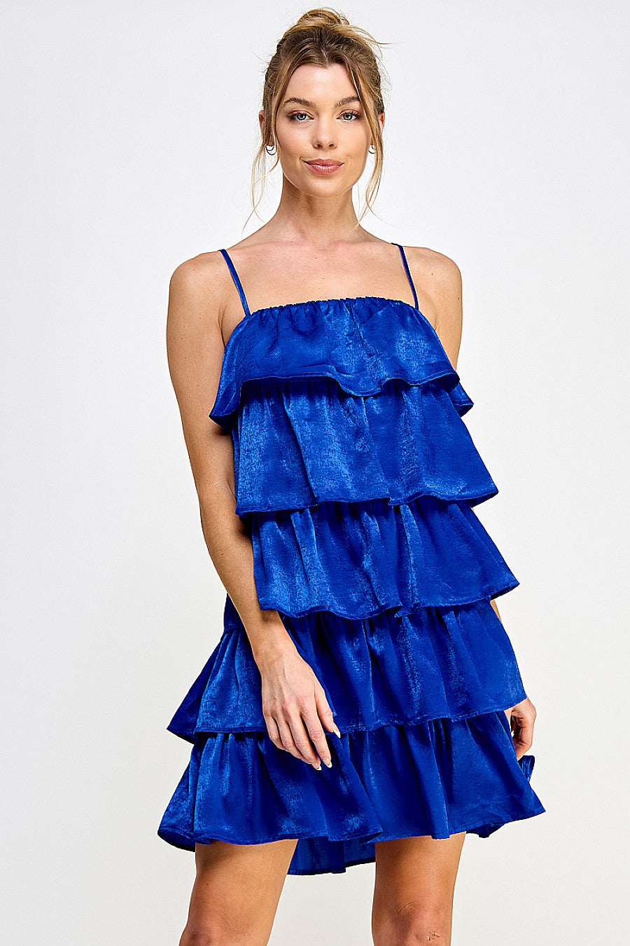 Cocktail Dresses Short Spaghetti Strap Tiered Mini Dress Royal