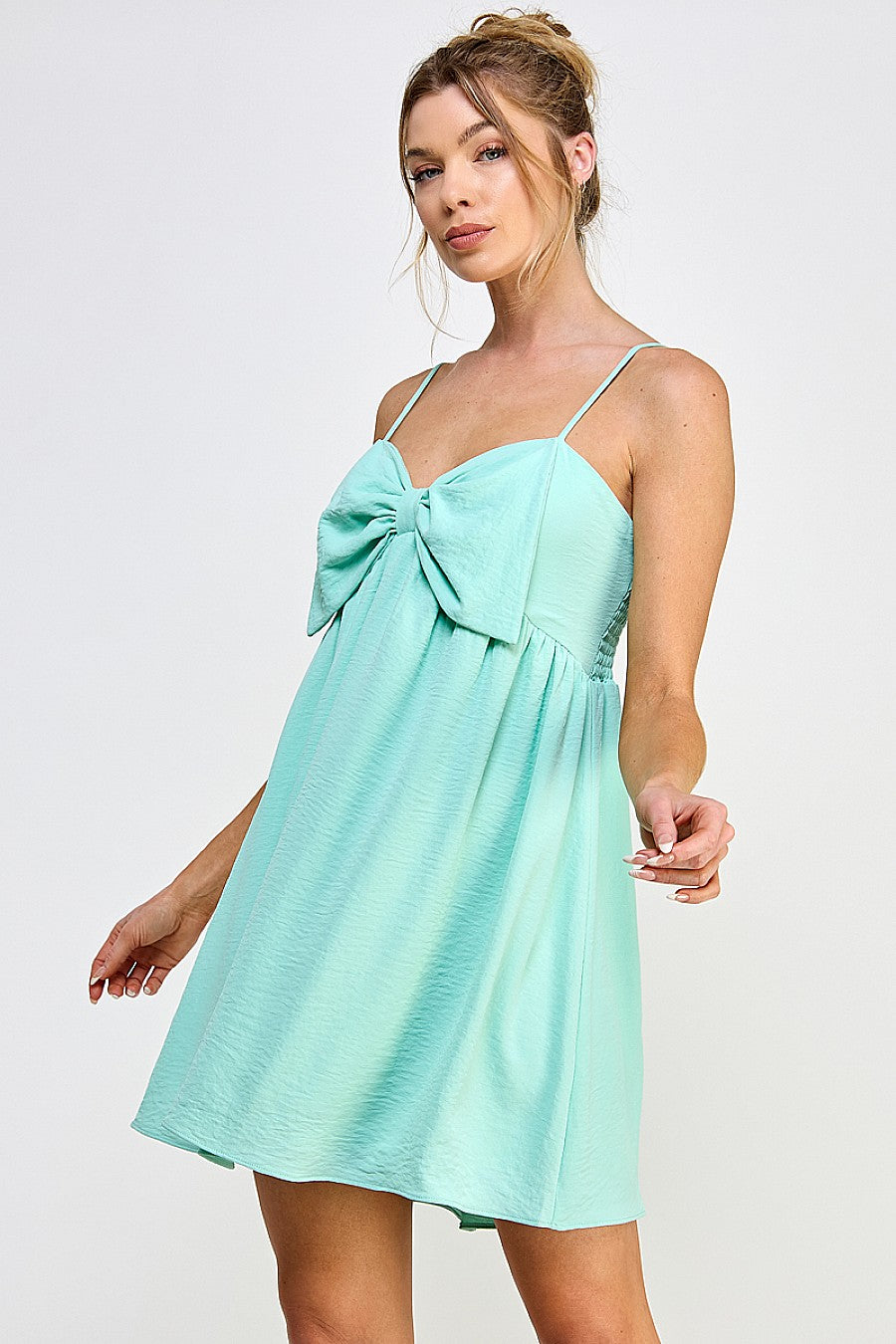 Cocktail Dresses Short Spaghetti Strap Ribbon Mini Dress Seafoam