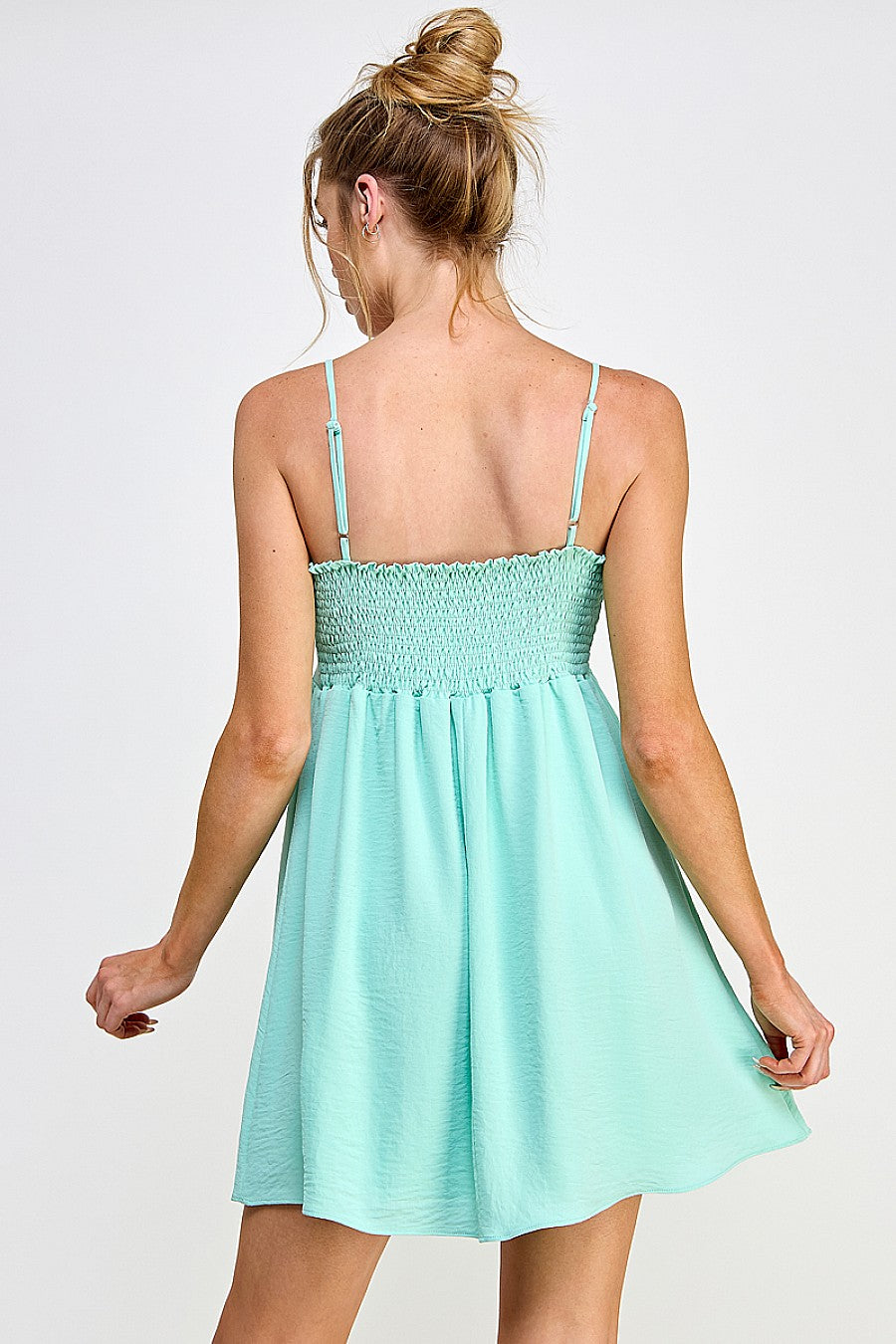 Cocktail Dresses Short Spaghetti Strap Ribbon Mini Dress Seafoam