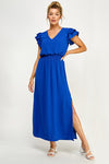 Formal Dresses Long V Neck Side Slit Maxi Dress Royal