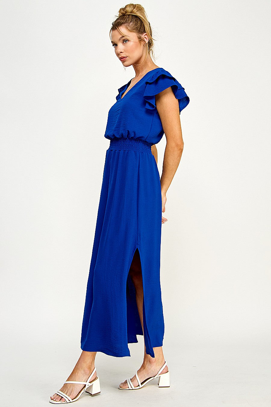 Formal Dresses Long V Neck Side Slit Maxi Dress Royal