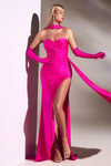 Prom Dresses Strapless Long Fitted Prom Dress Fuchsia