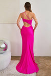 Prom Dresses Long One Shoulder Fitted Prom Dress Fuchsia