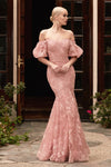 Prom Dresses Long Off Shoulder Mermaid Prom Gown Dusty Rose