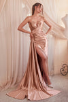 Prom Dresses Long Formal Strapless Satin Fitted Prom Dress Copper