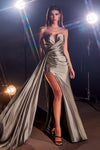 Prom Dresses Long Formal Strapless Satin Fitted Prom Dress Graphite Silver