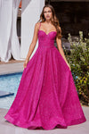 Prom Dresses Glittered Long Prom Ball Gown Fuchsia