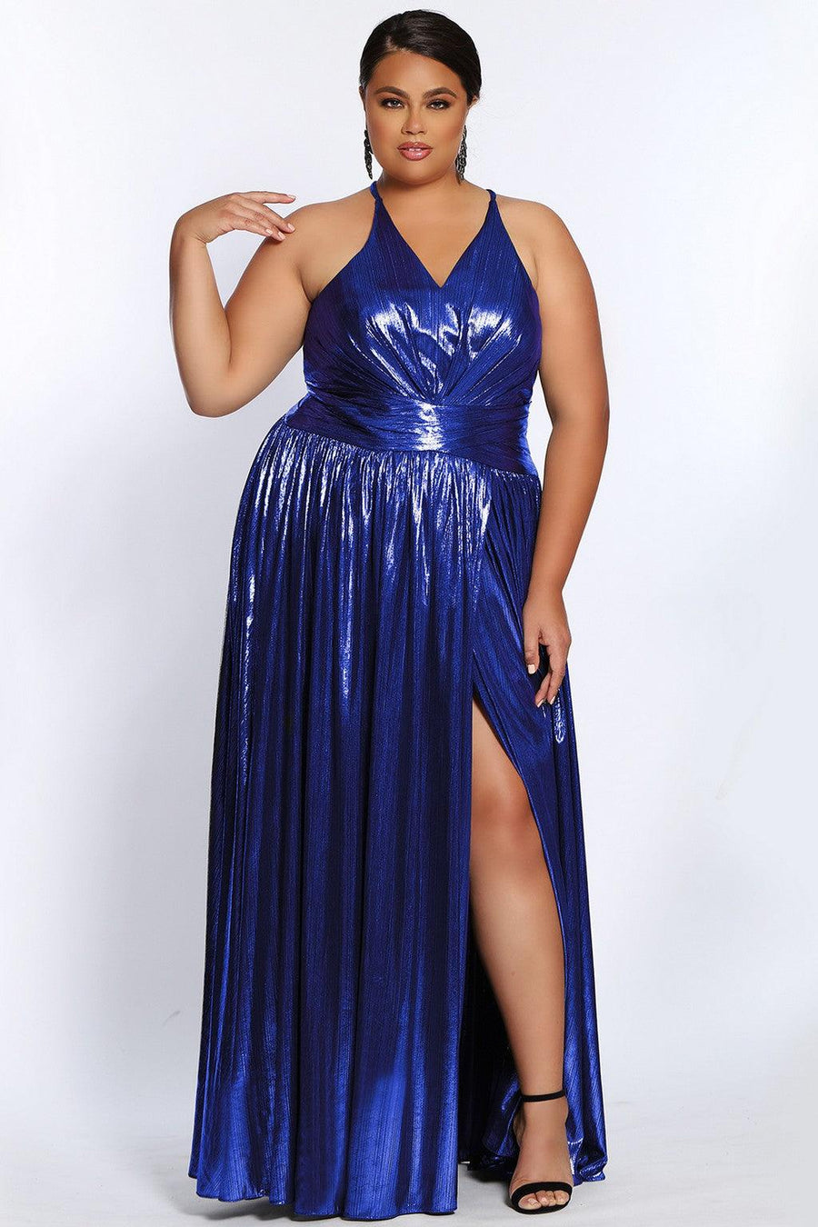 Plus Size Dresses Plus Size Long Halter Prom Dress Royal