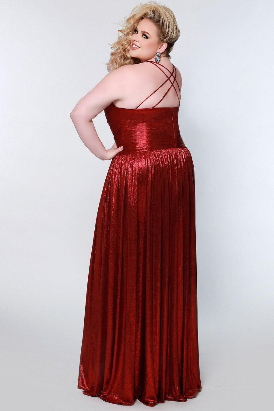 Plus Size Dresses Plus Size Long Halter Prom Dress Crimson