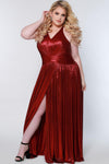 Plus Size Dresses Plus Size Long Halter Prom Dress Crimson