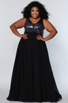 Plus Size Dresses Long Sleeveless Plus Size Formal Dress Multi/Black