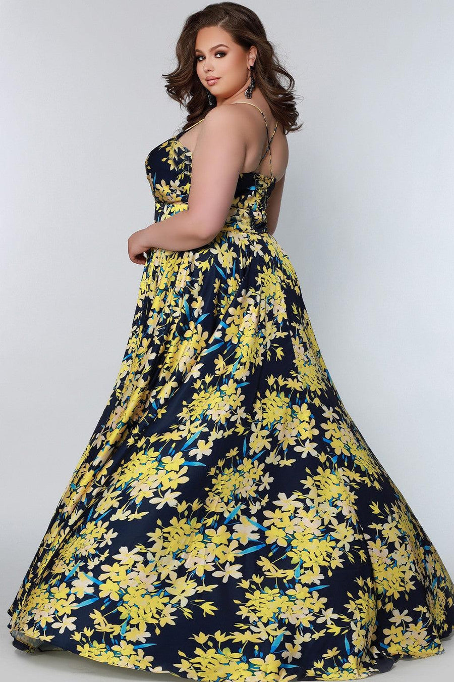 Plus Size Dresses Long Plus Size Floral Formal Dress Yellow Blossom