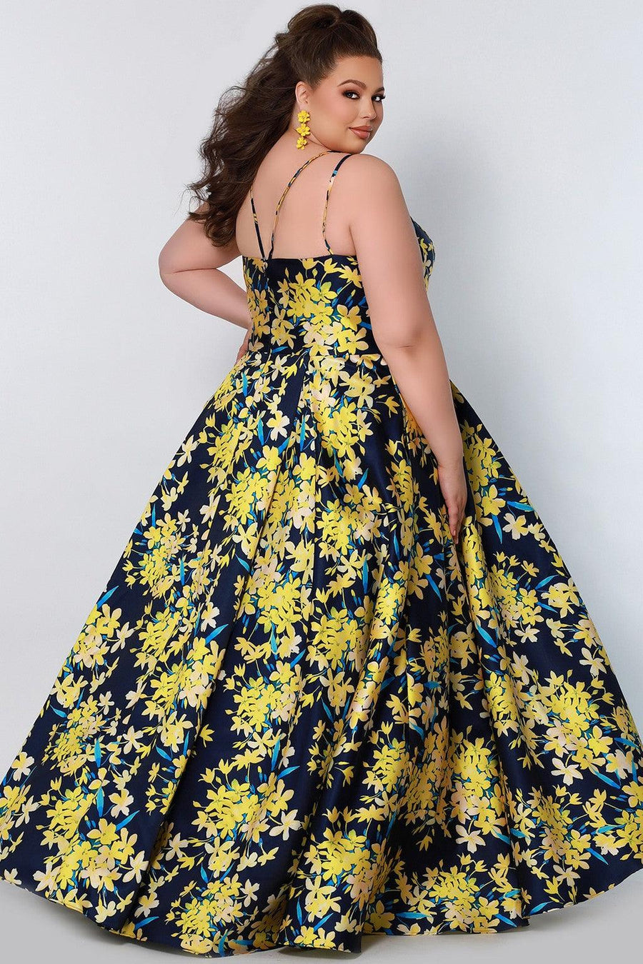 Plus Size Dresses Long Formal Plus Size Floral Dress Yellow Blossom