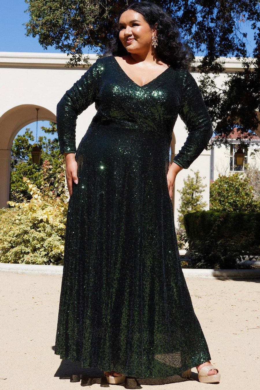 Plus Size Dresses Plus Size Long Sleeve Formal Dress Hunter