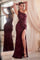 Formal Dresses Long One Shoulder Sequin Leg Slit Dress Wine