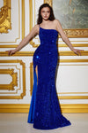 Prom Dresses Long One Shoulder Evening Gown Royal