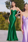 Long Fitted Bustier Prom Dress Emerald