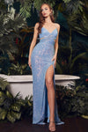 Prom Dresses Long Sparkling Fitted Prom Dress Ocean Blue