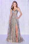 Prom Dresses Long Formal Prom Glitter Dress Gold/Pewter