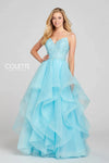 Prom Dresses Glitter Formal Long Prom Applique Dress Caribbean Blue